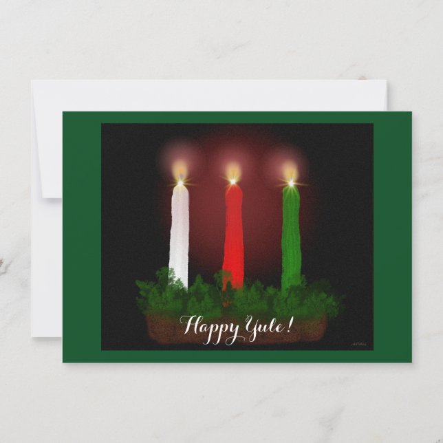 Yule Candles Winter Solstice Witch Wiccan Pagan Invitation (Back)