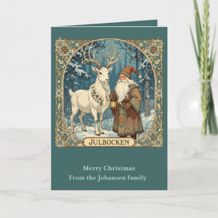 Yule Goat And Jultomten Scandinavian Julbocken Card