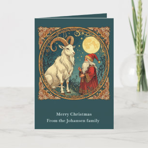 Yule Goat And Jultomten Scandinavian Winter  Card