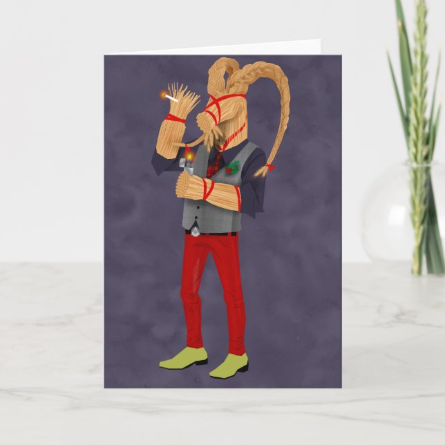 Yule Goat Holiday Greeting Card (Front)