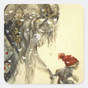Yule Goat John Bauer Square Sticker