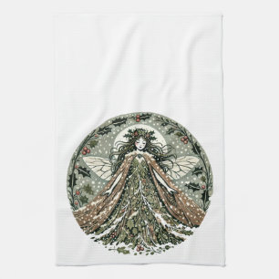 Yule Goddess Winter Solstice Tea Towel