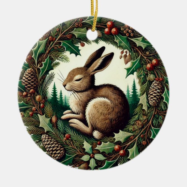 Yule Hare                                          Ceramic Tree Decoration (Front)