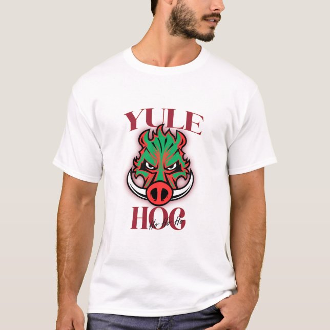 Yule Hog Arkansas Razorback Christmas T-Shirt (Front)
