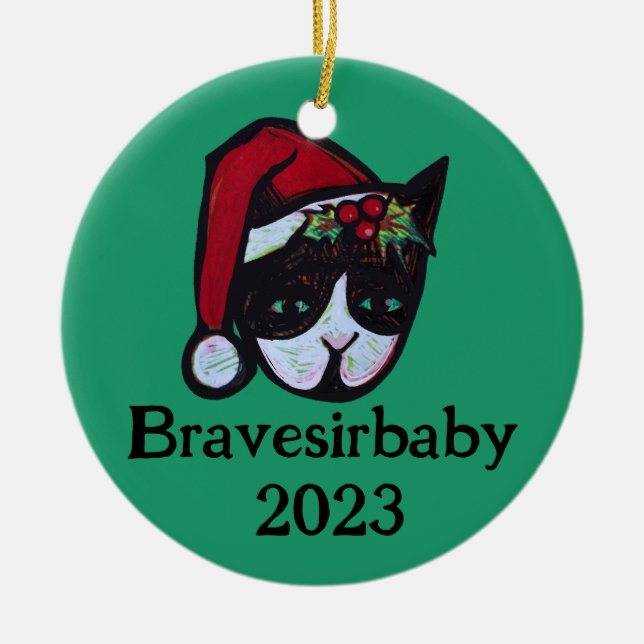 Yule Kitty Cat                                     Ceramic Tree Decoration (Front)