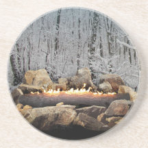 Yule Log in a Snowy Forest
