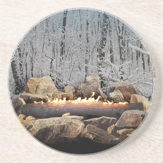 Yule Log in a Snowy Forest Coaster (Front)