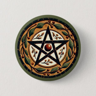 Yule Pentacle                                      6 Cm Round Badge