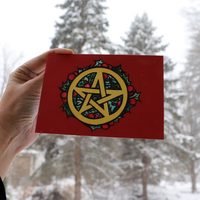 Yule Pentacle Merry Yule Blessings Card (Creator Uploaded)
