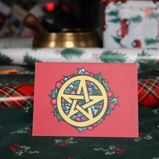 Yule Pentacle Merry Yule Blessings Card (Creator Uploaded)