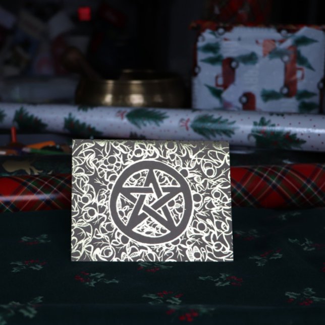 Yule Pentacle Merry Yule Blessings Foil Card (Creator Uploaded)