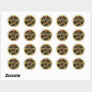 Yule Pentacle  Pagan Winter Solstice Symbol        Classic Round Sticker