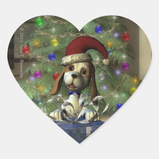 Yule Puppy Heart Sticker (Front)
