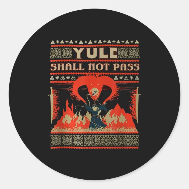 Yule Shall Not P Fantasy Wizard Holiday Pun  Classic Round Sticker (Front)