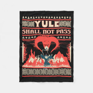 Yule Shall Not P Fantasy Wizard Holiday Pun Funny Fleece Blanket