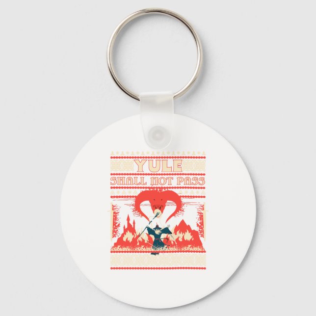 Yule Shall Not P Fantasy Wizard Holiday Pun Funny  Key Ring (Front)