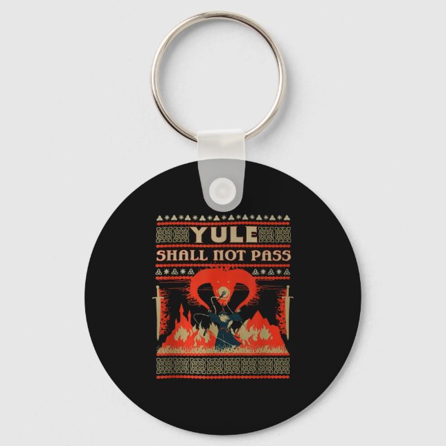 Yule Shall Not P Fantasy Wizard Holiday Pun  Key Ring (Front)