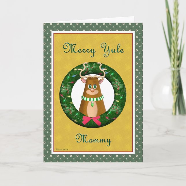 Yule Stag Wreath for Mummy Card (Front)