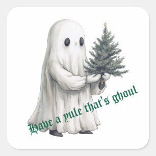 Yule That's Ghoul Christmas Ghost Square Sticker