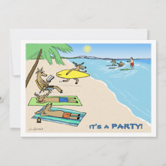 "Yule Tide" - Santa and Reindeer Beach Vacation Invitation