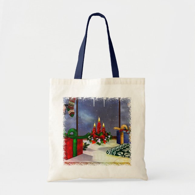 Yule Time Reflections Holiday Art GIFT Tote Bag (Front)