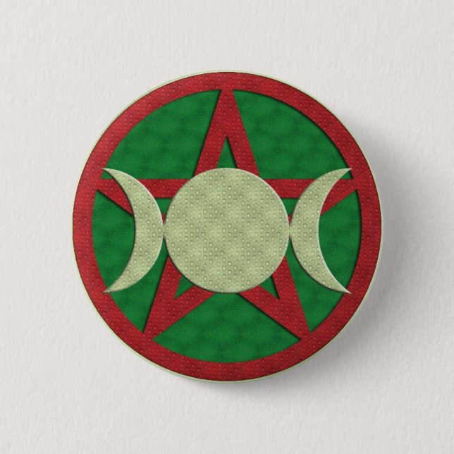 Yule Triple Goddess Pentagram 6 Cm Round Badge (Front)