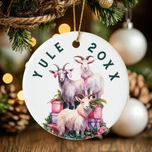 Yule Winter Solstice Holiday Goats Pagan Wicca Ceramic Tree Decoration