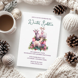 Yule Winter Solstice Holiday Goats Pagan Wicca Invitation