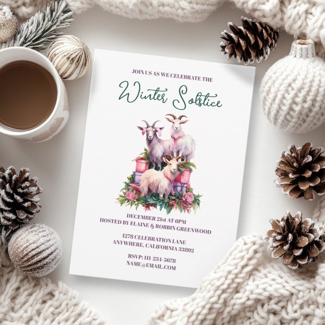 Yule Winter Solstice Holiday Goats Pagan Wicca Invitation (Yule Winter Solstice Holiday Goats Pagan Wicca Invitation)