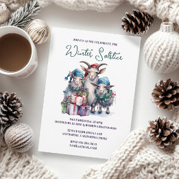 Yule Winter Solstice Holiday Goats Pagan Wicca Invitation