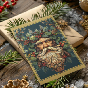 Yule Winter Solstice Holly King Holiday Card