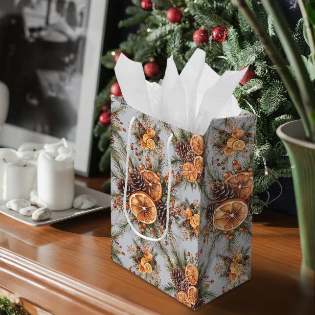 Yule Winter Solstice Natural Pine & Orange Medium Gift Bag (Yule Winter Solstice Natural Pine & Orange Medium Gift Bag)