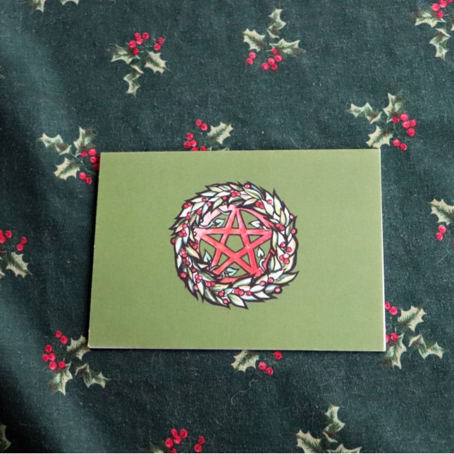 Yule Wreath Pentacle Pagan Pentagram Holiday       Card (Creator Uploaded)