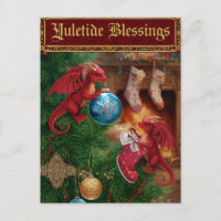 Yuletide Blessings Fantasy Dragon Christmas