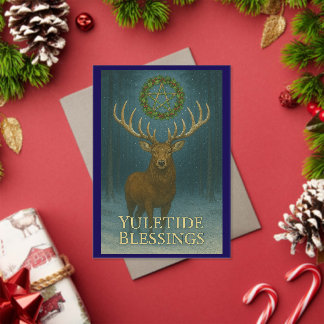 Yuletide Blessings Stag Acrylic Invitation Card