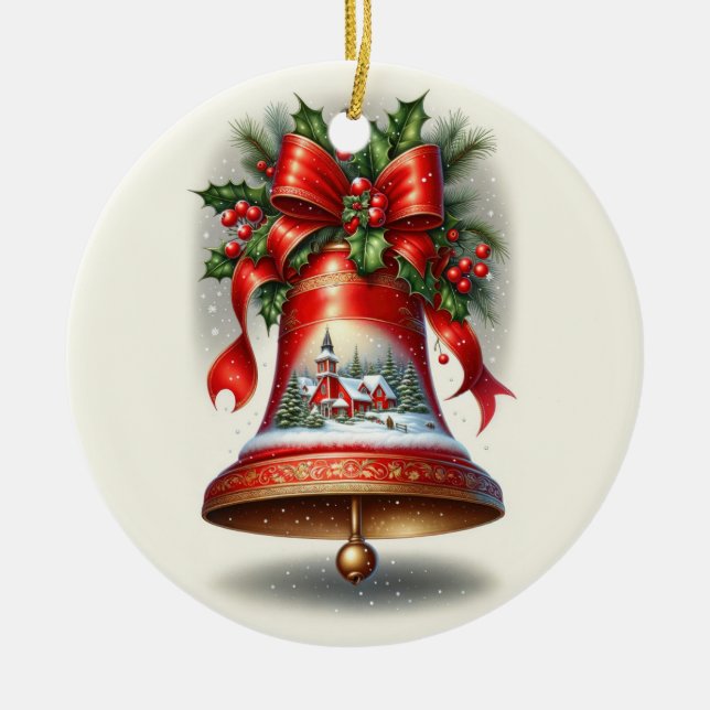 Yuletide Carol Bell Ceramic Tree Decoration (Front)