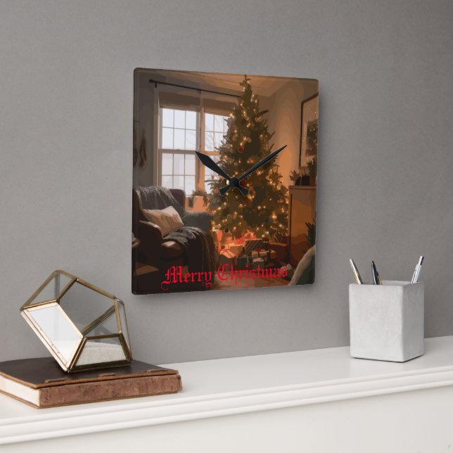 Yuletide Charm Square Wall Clock (Office)