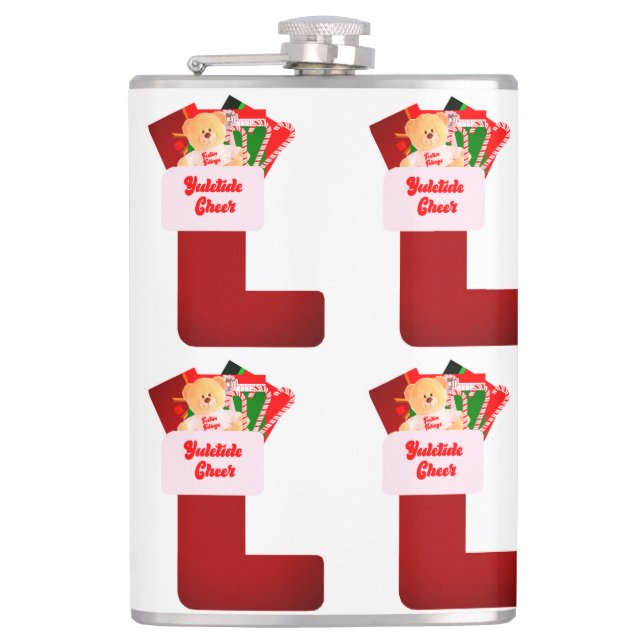 Yuletide Cheer Vinyl Wrapped Flask (Front)