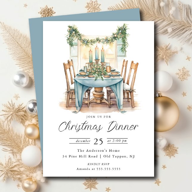 Yuletide Gathering Christmas Dinner Invitation (Creator Uploaded)