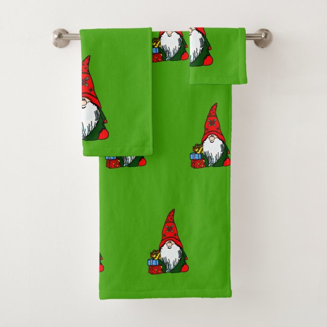 Yuletide Gnome Bathroom Towel Set (Insitu)