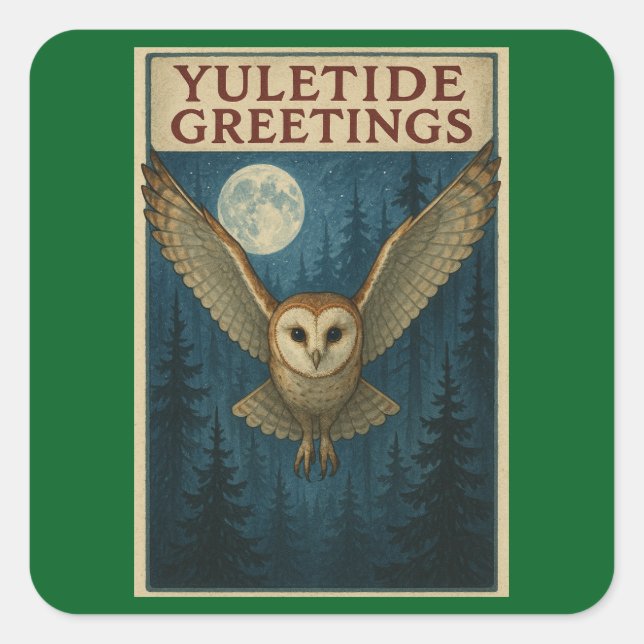 Yuletide Greetings Christmas Square Stickers (Front)