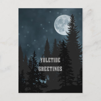 Yuletide Greetings - Yule Moon Postcard