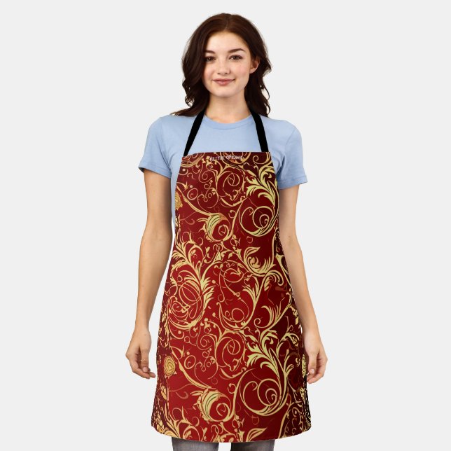 Yuletide Opulence: Golden Threads of Christmas Apron (Worn)