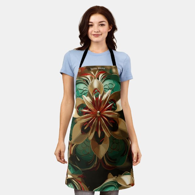 Yuletide Opulence: Golden Threads of Christmas Apron (Worn)