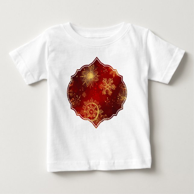 Yuletide Opulence: Golden Threads of Christmas Baby T-Shirt (Front)