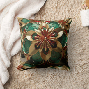 Yuletide Opulence: Golden Threads of Christmas Cushion