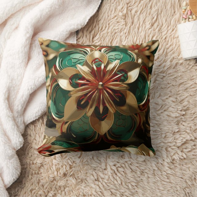 Yuletide Opulence: Golden Threads of Christmas Cushion (Blanket)