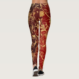 Yuletide Opulence: Golden Threads of Christmas Leggings