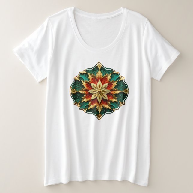 Yuletide Opulence: Golden Threads of Christmas Plus Size T-Shirt (Design Front)