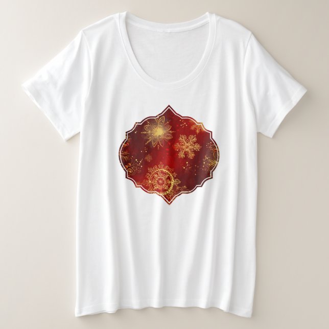 Yuletide Opulence: Golden Threads of Christmas Plus Size T-Shirt (Design Front)